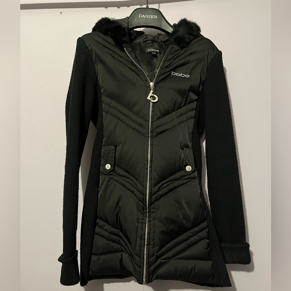 Bebe Knitted Jacket with Real Rabbit Fur Hood